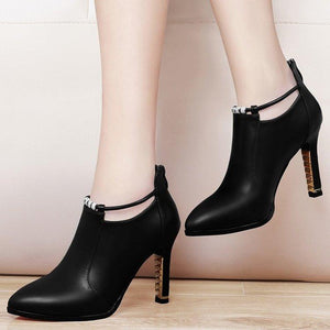 Women pointed toe stiletto high heel slip on ankle boots
