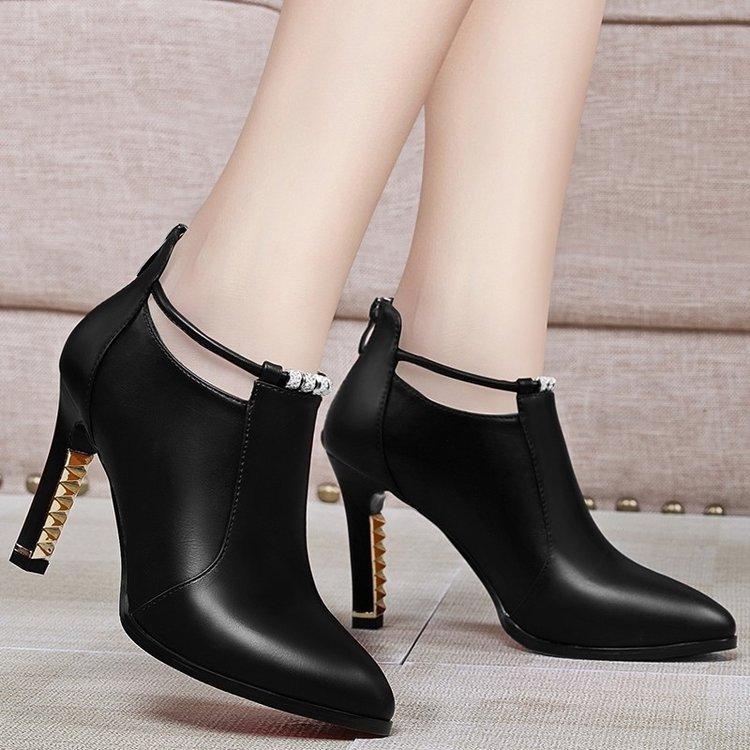 Women pointed toe stiletto high heel slip on ankle boots