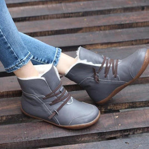 Women's cotton lining front lace snow boots winter keep warm ankle boots