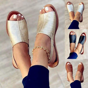 Women peep toe flat summer 
ankle strap sandals