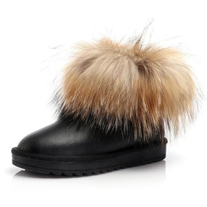 Women fashion faux fur flat heel waterproof short snow boots