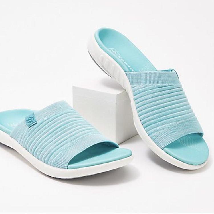 Women summer beach peep toe flat slide sandals