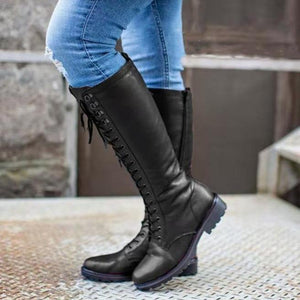 Women's low heel knee high riding boots