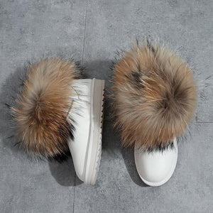 Women fashion faux fur flat heel waterproof short snow boots