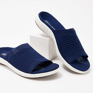 Women summer beach peep toe flat slide sandals