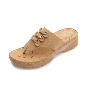 Women flower platform comfy 
slides flip flop