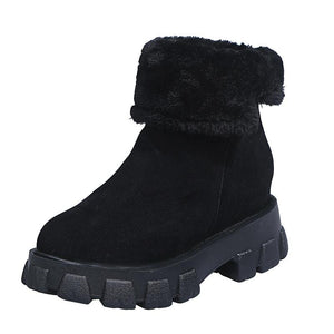 Women winter chunky platform faux fur short snow boots