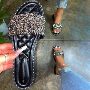 Women sparkly rhinestone one 
strap peep toe sandals