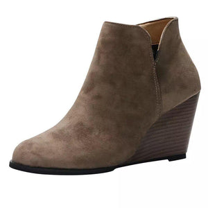 Women high heel wedge side zipper chelsea boots