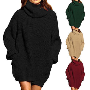 Women pullover knit dressy long sleeve turtleneck sweater