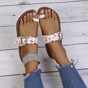 Women's ring toe footbed slide sandals
