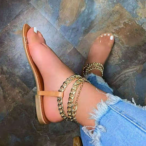 Women's metal ankle strap peep toe sandals