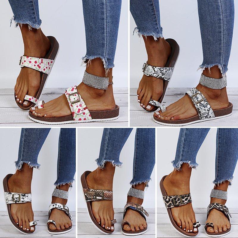 Women's ring toe footbed slide sandals