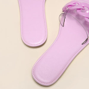 Women flat slide chain one strap cute sandals