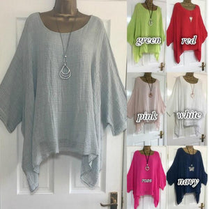 Crew Neck Pure Color Batwing-sleeved T-shirt - GetComfyShoes