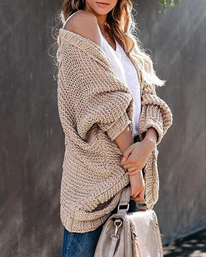 Women's cable knit cardigan sweater batwing open front cardigan
