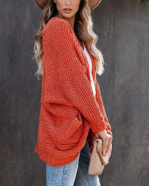 Women's cable knit cardigan sweater batwing open front cardigan