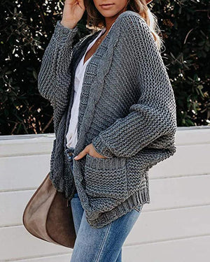 Women's cable knit cardigan sweater batwing open front cardigan