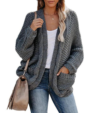 Women's cable knit cardigan sweater batwing open front cardigan