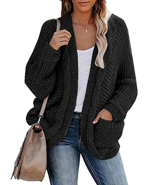 Women's cable knit cardigan sweater batwing open front cardigan