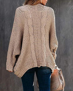 Women's cable knit cardigan sweater batwing open front cardigan