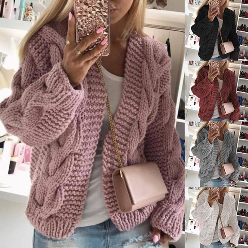 Womens cable knit cardigan sweater open front chunky cardigan for winter