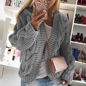 Womens cable knit cardigan sweater open front chunky cardigan for winter