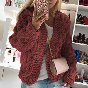 Womens cable knit cardigan sweater open front chunky cardigan for winter