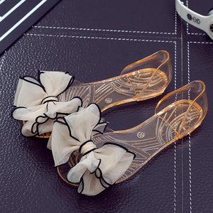 Women Slip On Bow Clear Jelly Sandals