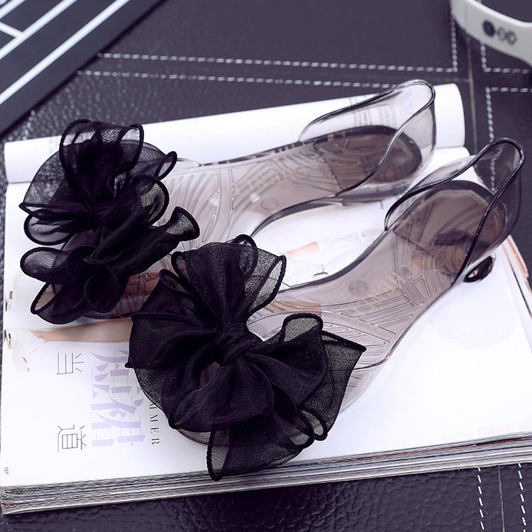 Women Slip On Bow Clear Jelly Sandals