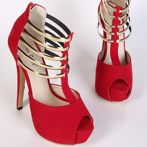 Women peep toe platform sequin strap stiletto prom heels