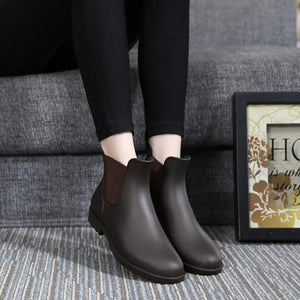 Women ankle short low heel chelsea rain boots
