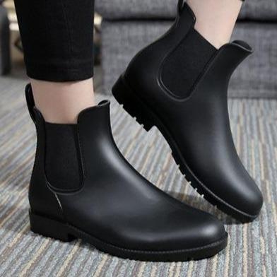 Women ankle short low heel chelsea rain boots