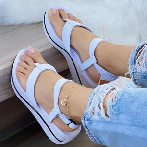 Women's clip toe platform wedge buckle strap water sandals