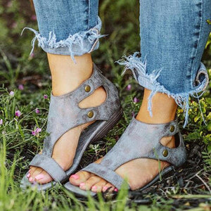 Women peep toe roman slip on hollow walking sandals