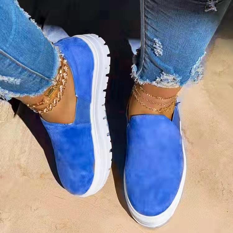 Women new fashion platform solid color slip on loafers