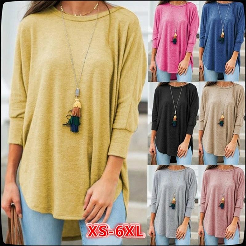 Women Asymmetrical Long Sleeve Cotton Blend Shirts & Tops