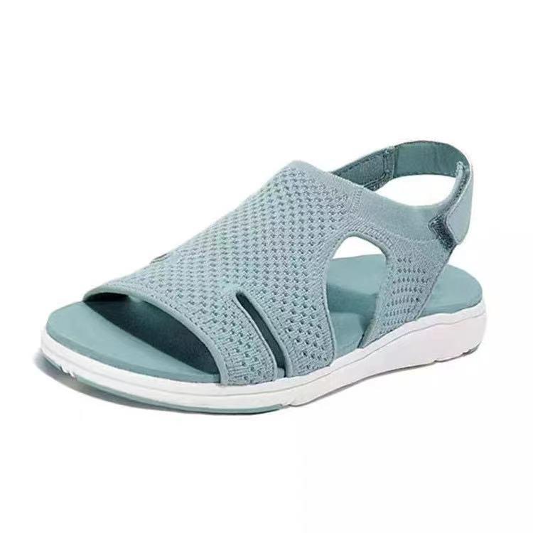 Women elastic breathable magic tape slip on flat sandals