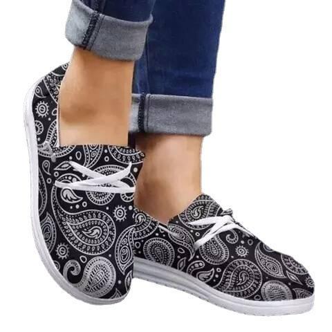 Women bandana print casual slip on canvas shoes for spring summer
