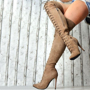 Women sexy stiletto high heel pointed toe over the knee boots