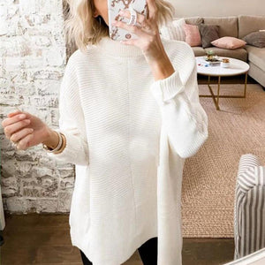 Women knit batwing long sleeve pullover turtleneck sweater