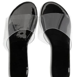 Women clear strap flat slides summer slippers