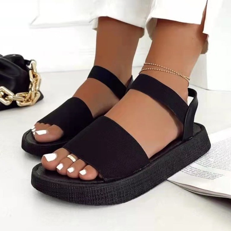 Women open toe hollow slingback thick sole beach sandals