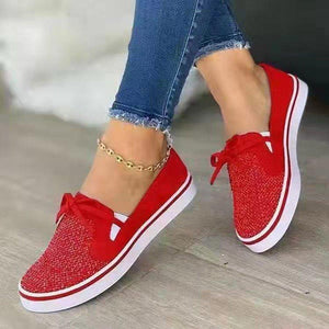 Women bowknot lace up breathable flat shallow slip on loafers