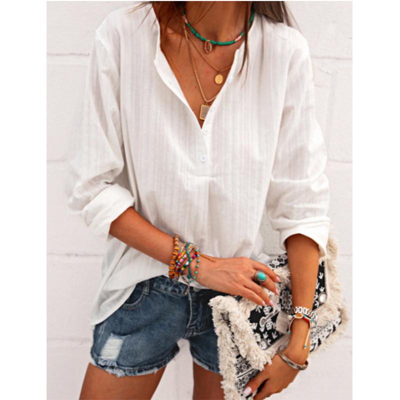 Women casual fashion striped long sleeve v neck blouse