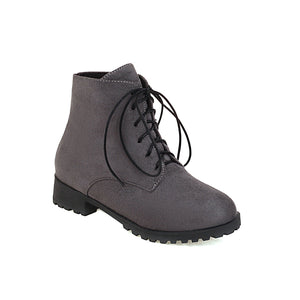 Women's lace-up ankle booties | Low heel combat boots