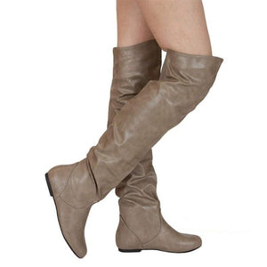 Women flat heel solid color over the knee slouch boots
