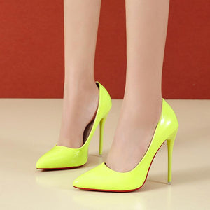 Women solid color pointed toe slip on shallow stiletto heels