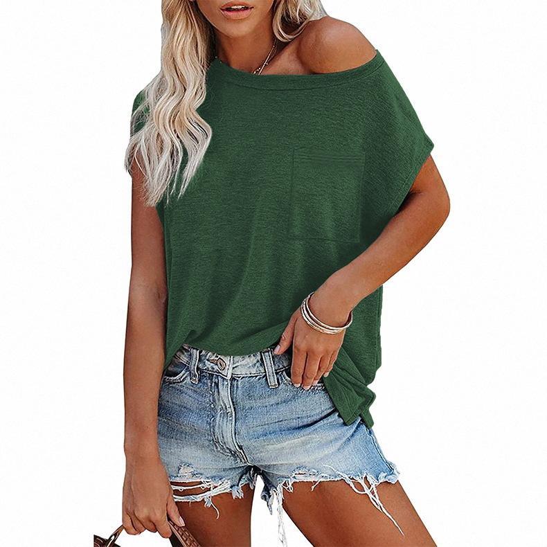 Women off shoulder summer loose short sleeve shirts