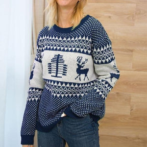 Crew Neck Pullover Christmas Sweater Womens - Getcomfyshoes